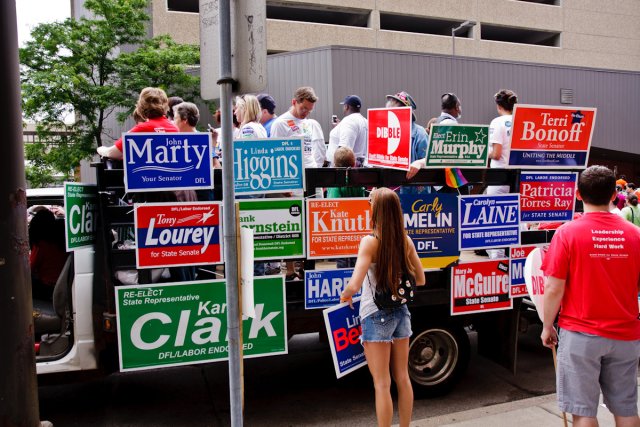Another view of the DFL truck at Twin Cities Pride.